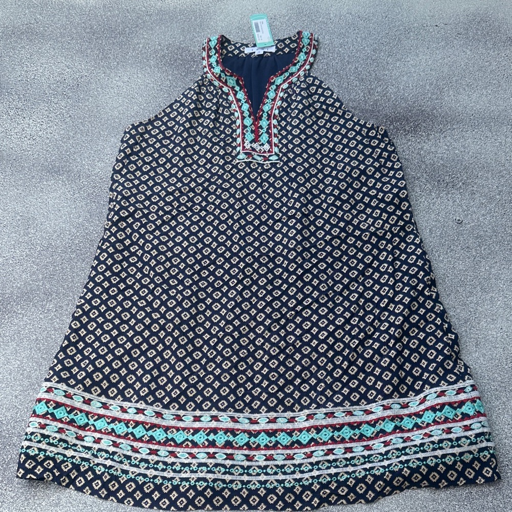 THML Navy Faye Embroidered Patterned Mini Dress